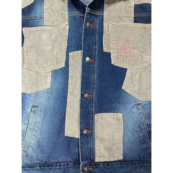 Boom X Blue Corduroy Long Sleeve Heavyweight Button Up Jean Jacket Mens XXL - Picture 7 of 13